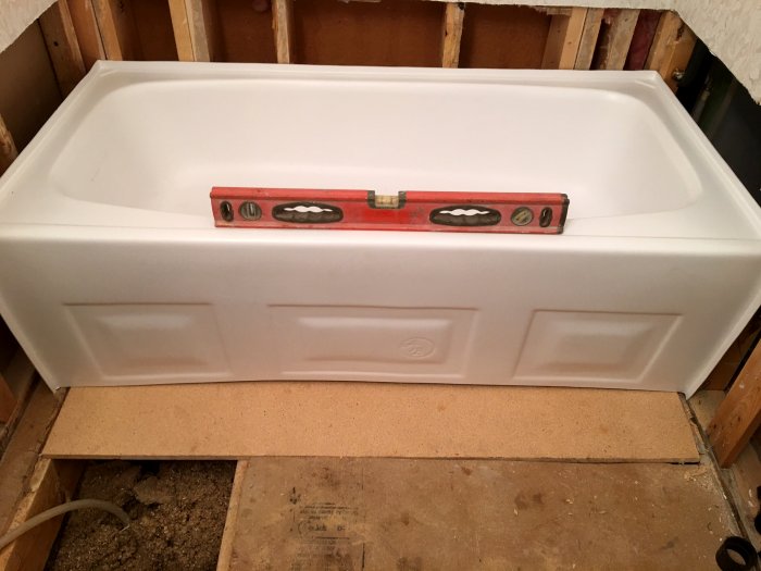 Level on bathtub